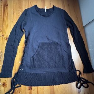 Pete long sleeve black shirt with pocket and ties size small